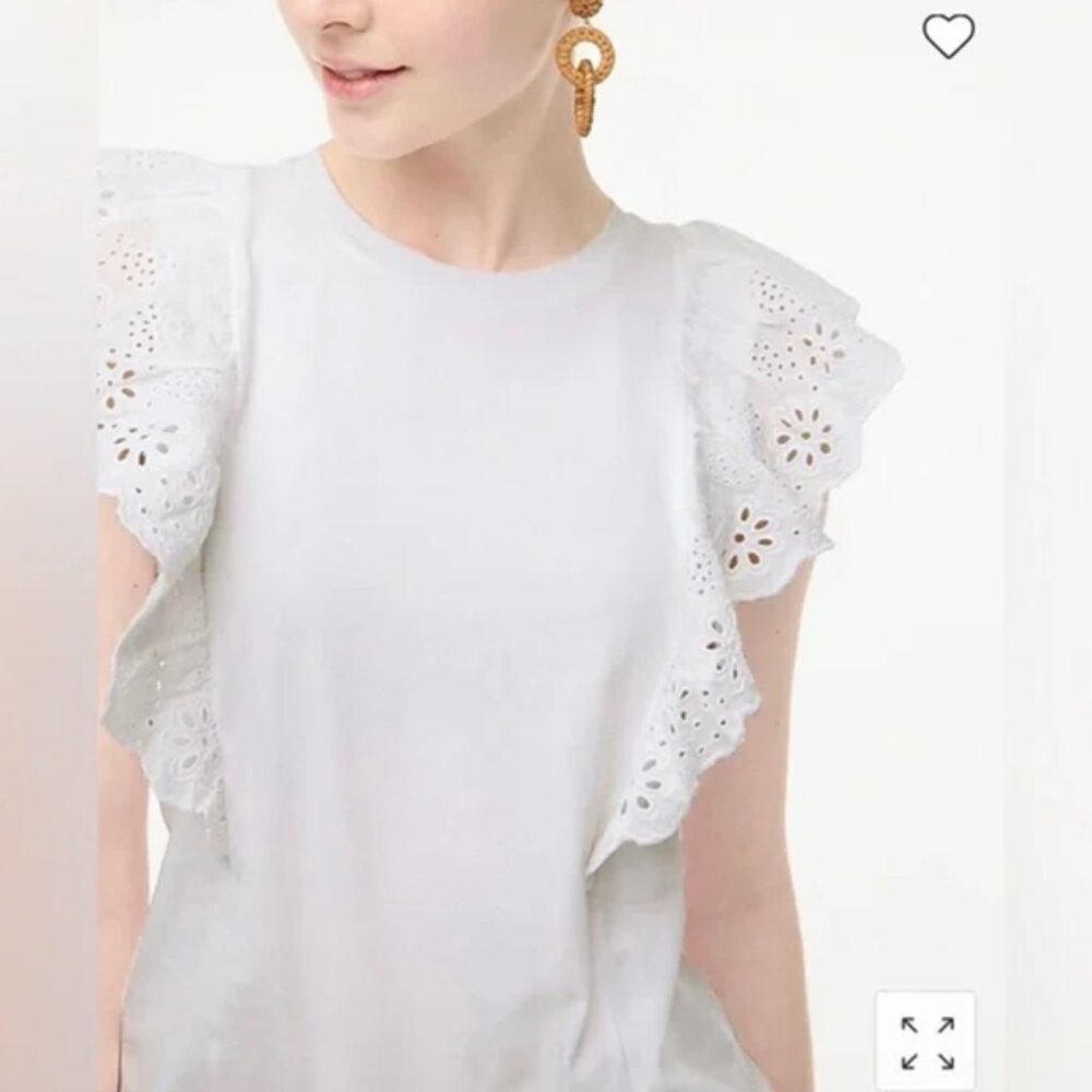 ✨✨ J.Crew Factory Ruffle-Sleeve Eyelet Top (NEW WITH TAG)✨✨ - Picture 3 of 5